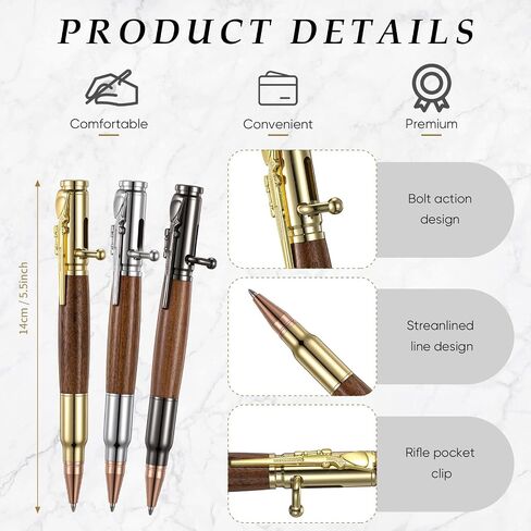 Crtiin 3 مجموعات Bolt Bullet Pens for Men Bullet Pen لمحبي جامع مع صندوق الهدايا والحبر الأسود عبوات عيد الميلاد عيد الحب يوم الهدايا in Kuwait