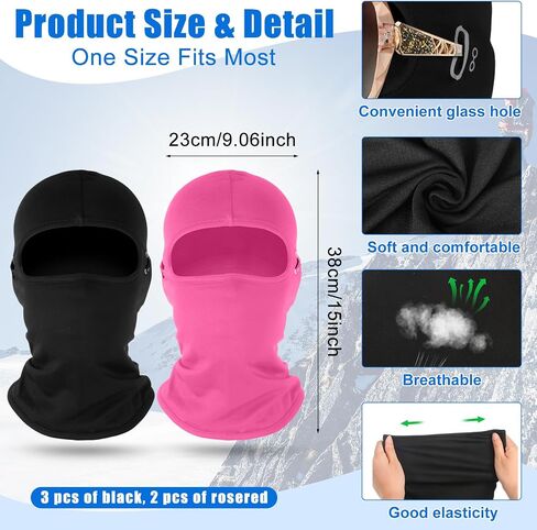 Suhine 5 PCS Winter Balaclava Ski Mask Hindproof Thermal Full Face Mask Weather Weather Balaclava مع شريط عاكس in Kuwait
