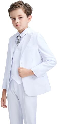 سترة بدلة للأولاد معاطف رياضية رسمية مع ربطة عنق وسترات سهرة بلون سادة لحفلة العشاء للأولاد in Kuwait