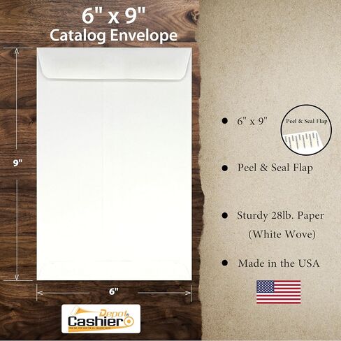 150 Cashier Depot 6 "× 9" الكتالوج البريدي ، الطرف المفتوح ، Peel & Seal ، ثقيل 28 رطل. ورقة ، 150/صندوق (28 رطل. أبيض) in Kuwait