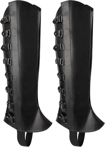 غطاء أحذية من القرون الوسطى للرجال من الجلد الصناعي أغطية أحذية القراصنة عصر النهضة لأزياء الهالوين التنكرية (زوج واحد بني فاتح) in Kuwait