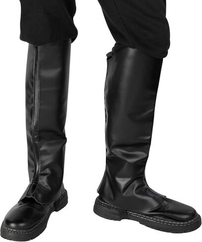 غطاء أحذية من القرون الوسطى للرجال من الجلد الصناعي أغطية أحذية القراصنة عصر النهضة لأزياء الهالوين التنكرية (زوج واحد بني فاتح) in Kuwait