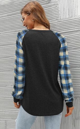 Aifer Womens Long Sleeve Tops Crew Neck Casual Shirts Fashion Loose Fit Trendy Outfits Clothes in Kuwait