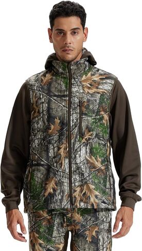 LOOGU Mens Camo Hunting Vest Water-Resistant Sleeveless Jacket with Pockets for Outdoor Fishing Hiking in Kuwait
