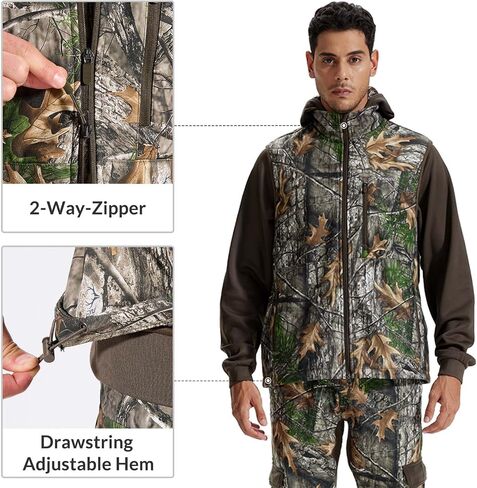 LOOGU Mens Camo Hunting Vest Water-Resistant Sleeveless Jacket with Pockets for Outdoor Fishing Hiking in Kuwait