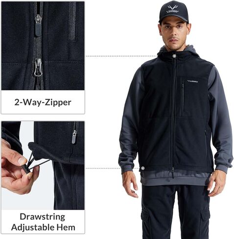 LOOGU Mens Camo Hunting Vest Softshell Fleece Lined Outdoor Fishing Outwear in Kuwait