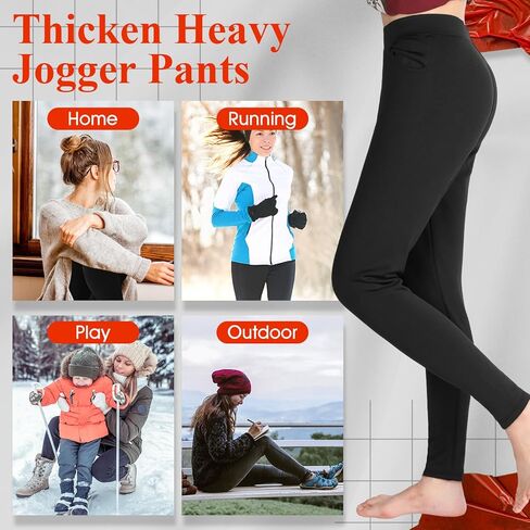 Toulite 3 Pcs Women Thermal Fleece Lined Leggings with Pockets Mid Rise Winter Warm Yoga Pants for Hiking Workout Outdoor in Kuwait