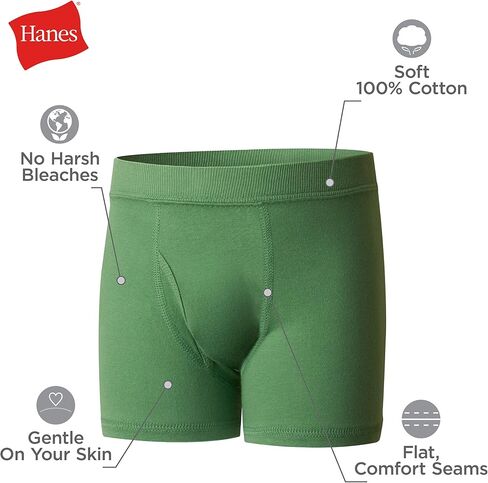 Hanes Boys' Organic Cotton, Pure Comfort Boxer Brief Underwear for Toddlers, Multipacks in Saudi Arabia