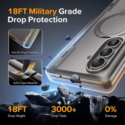 MOBOSI Rotatable Ring Stand for Z Fold 7 Case with Privacy Screen Protector, Compatible with Magsafe, 18FT MIL-Grade Protection, Magnetic Shockproof Slim Case for Samsung Galaxy Z Fold7, Black in Kuwait