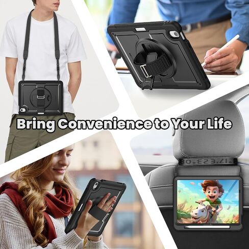 SEYMAC for iPad Pro 11 Inch Case 4th/ 3rd/ 2nd/ 1st Gen, Shockproof Protective Case with Screen Protector, 360° Rotating Hand Strap &Stand, Shoulder Strap for iPad Pro 11, Light Blue+Grey in Saudi Arabia
