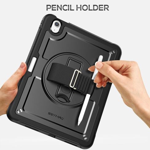 SEYMAC for iPad Pro 11 Inch Case 4th/ 3rd/ 2nd/ 1st Gen, Shockproof Protective Case with Screen Protector, 360° Rotating Hand Strap &Stand, Shoulder Strap for iPad Pro 11, Light Blue+Grey in Saudi Arabia
