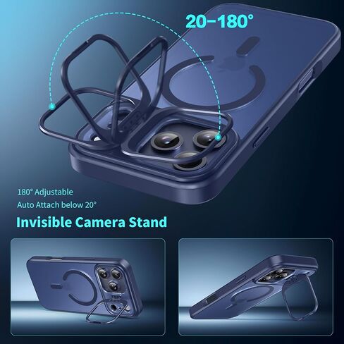 Magnetic for iPhone 16 Pro Clear Case with Stand, Compatible with MagSafe, Military-Grade Protection, Yellowing Resistant, Shockproof Slim Phone Case for iPhone 16 Pro, Clear in Saudi Arabia