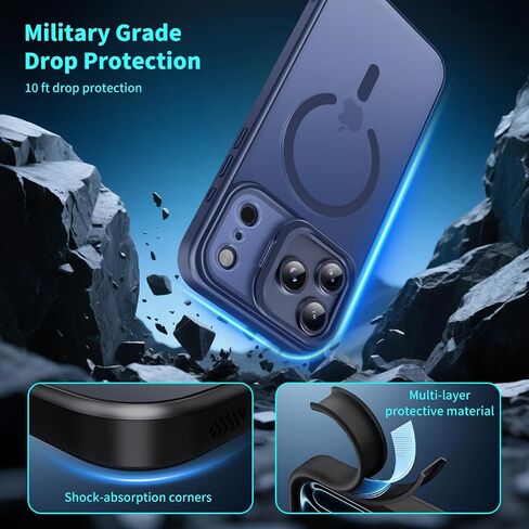 Magnetic for iPhone 16 Pro Clear Case with Stand, Compatible with MagSafe, Military-Grade Protection, Yellowing Resistant, Shockproof Slim Phone Case for iPhone 16 Pro, Clear in Saudi Arabia