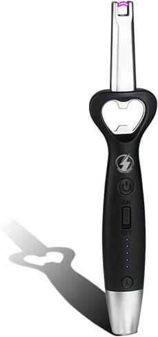 BBQ Bro 3-in-1 Arc Wighter-مقاوم للرياح ، USB قابلة لإعادة الشحن مع مصباح يدوي مدمج وفتحة زجاجة ، وإنهاء أنيق ، وهدية مثالية لعشاق الشواء وعشاق في الهواء الطلق (أسود غير لامع) in Saudi Arabia
