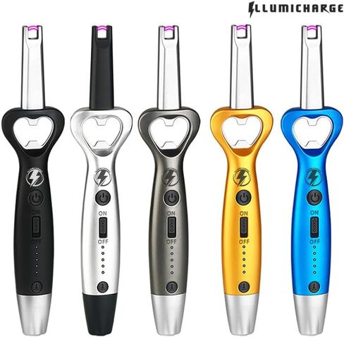 BBQ Bro 3-in-1 Arc Wighter-مقاوم للرياح ، USB قابلة لإعادة الشحن مع مصباح يدوي مدمج وفتحة زجاجة ، وإنهاء أنيق ، وهدية مثالية لعشاق الشواء وعشاق في الهواء الطلق (أسود غير لامع) in Saudi Arabia