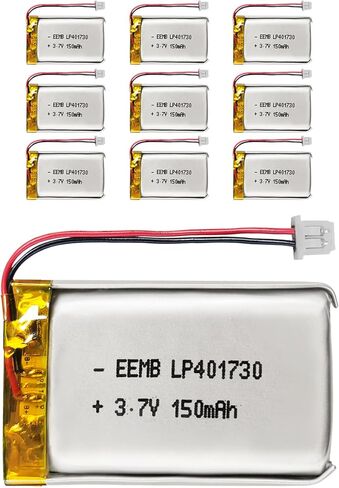 EEMB Lithium Polymer Battery 3.7V 150mAh 401730 Lipo Rechargeable Battery Pack with Wire Molex 1.25mm Connector for Speaker and Wireless Device- Confirm Device & Connector Polarity Before Purchase in Kuwait