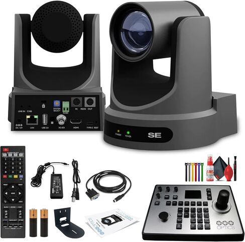 PTZOptics Move SE PTZ Camera with 12x Optical Zoom + PTZOptics PT-Joy-G4 Controller + Wall Mount + Lens Cleaning Kit + HDMI Cable + Ethernet Cable + Color Wire Ties in Saudi Arabia