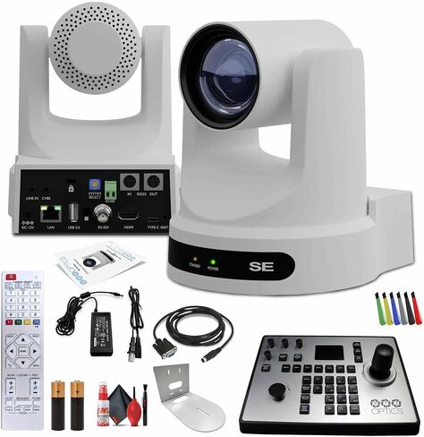PTZOptics Move SE PTZ Camera with 12x Optical Zoom + PTZOptics PT-Joy-G4 Controller + Wall Mount + Lens Cleaning Kit + HDMI Cable + Ethernet Cable + Color Wire Ties in Saudi Arabia