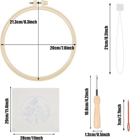 Allazone 3 Set Punch Needle Embroidery Kits, 20cm Girl Pattern, Starter Kit with Tools, Yarn and Hoop in Saudi Arabia