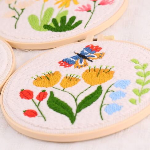 Allazone 3 Set Punch Needle Embroidery Kits, 20cm Girl Pattern, Starter Kit with Tools, Yarn and Hoop in Saudi Arabia