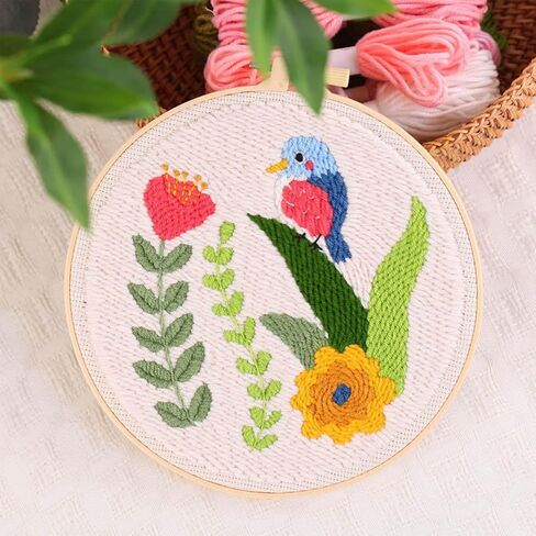 Allazone 3 Set Punch Needle Embroidery Kits, 20cm Girl Pattern, Starter Kit with Tools, Yarn and Hoop in Saudi Arabia
