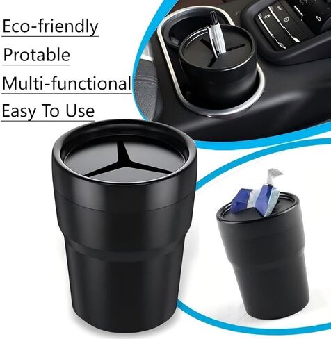 Portable Piggy Bank Car Coin Storage Box, Plastic Change Bucket in the Car, Removable, can Store 120 Mixed Coins, Suitable for Outdoor Car Home Desktop Bedroom Decoration (Black) in Kuwait