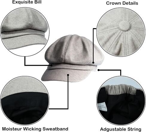 Women's Newsboy Hats Fashion Vintage 8 Panels Visor Beret Cabbie Cap Ladies Paperboy Cap in Kuwait