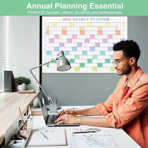 24 "× 36" exellewis 2025-2026 التقويم الجدران الأكاديمي ، يوليو 2025 إلى يونيو 2026 ، مخطط سنوي كبير مع 12 شهرًا ، تقويم السنة الأفقية/العمودية على الوجهين in Kuwait