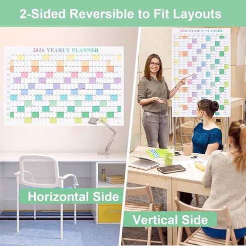 24 "× 36" exellewis 2025-2026 التقويم الجدران الأكاديمي ، يوليو 2025 إلى يونيو 2026 ، مخطط سنوي كبير مع 12 شهرًا ، تقويم السنة الأفقية/العمودية على الوجهين in Kuwait