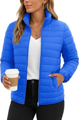 TACVASEN Womens Puffer Jacket Quilted Lightweight Stand Collar Zip Up Alternative Down Coat Warm Winter with 4 Pockets in Saudi Arabia