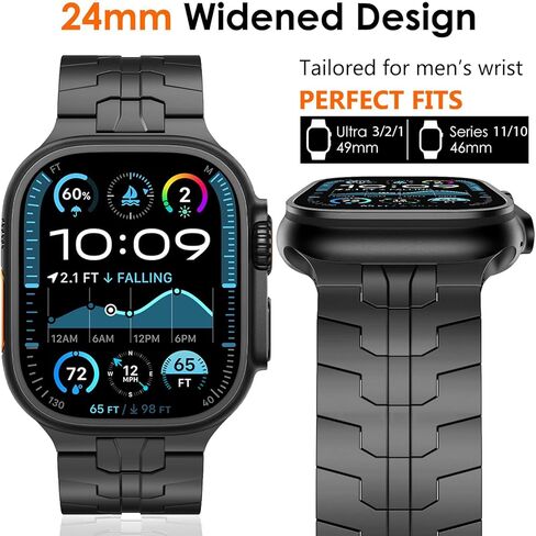 Wingle Metal Band for Apple Watch Band Ultra 2/Ultra Band 49mm Men ، Series 10 46mm ، 9/8/7 45mm ، SE/6/5/4 44mm ، 3/2/1 42 ​​مم ، فرق فولاذية مقاوم للصدأ مع حزام قابلة للطي Iwatch سوار الارتباط ، التيتانيوم in Kuwait