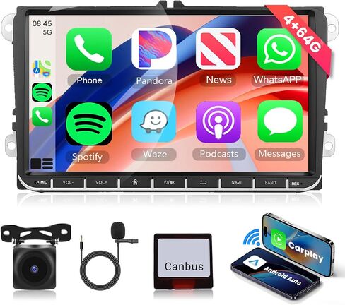 [8 CORE 4G+64G] Android 13 Car Radio for VW Passat Jetta Golf Polo Caddy Tiguan Seat with Wireless Carplay/Android Auto, 9 Inch IPS Touch Screen Car Stereo, Bluetooth, GPS, WiFi, SWC + Backup Camera in Saudi Arabia