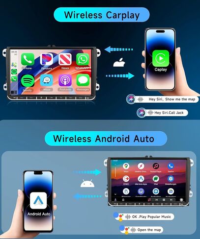 [8 CORE 4G+64G] Android 13 Car Radio for VW Passat Jetta Golf Polo Caddy Tiguan Seat with Wireless Carplay/Android Auto, 9 Inch IPS Touch Screen Car Stereo, Bluetooth, GPS, WiFi, SWC + Backup Camera in Saudi Arabia