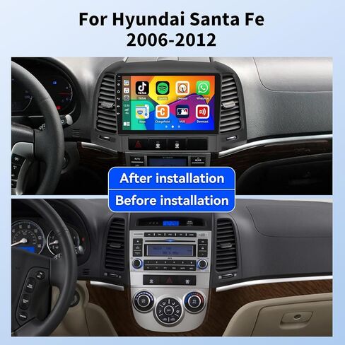 4+64G Android 13 Car Radio for Hyundai Santa Fe 2006-2012 ، 9 '' HD 1280 * 720 Stereo touchscreen bluetooth Car Stereo مع Carplay Android Auto Mirror Link GPS Navi ، WiFi ، 32EQ DSP ، SWC+Camera & MIC in Kuwait