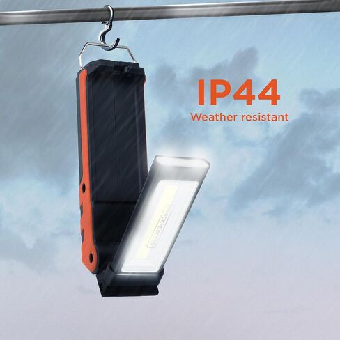 BLACK+DECKER 600 Lumens Work Light + 250 Lumens Flashlight & Power Bank, 32 Hour Rechargeable Utility LED Light, 270° Dual-Hinge, IP44 Weather-Resistant, Dimmable, SOS Mode, Magnetic Mount & Hanging in Saudi Arabia