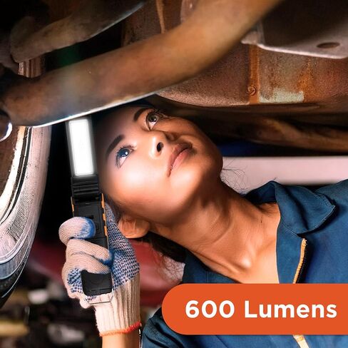 BLACK+DECKER 600 Lumens Work Light + 250 Lumens Flashlight & Power Bank, 32 Hour Rechargeable Utility LED Light, 270° Dual-Hinge, IP44 Weather-Resistant, Dimmable, SOS Mode, Magnetic Mount & Hanging in Saudi Arabia