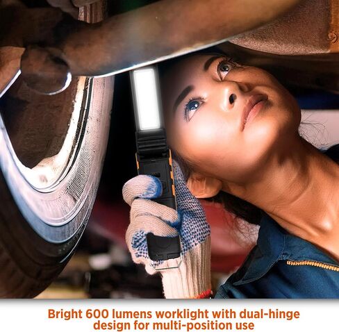 BLACK+DECKER 600 Lumens Work Light + 250 Lumens Flashlight & Power Bank, 32 Hour Rechargeable Utility LED Light, 270° Dual-Hinge, IP44 Weather-Resistant, Dimmable, SOS Mode, Magnetic Mount & Hanging in Saudi Arabia