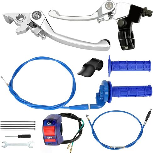 Folding Clutch Brake Lever Cable and 7/8" Throttle Handle Grips Kit Compatible with 110cc 125cc Pit Dirt Bike SSR Apollo RFZ DBX18 Taotao DB17 TTR Coolster M-125 Xmotos Motorcycle Parts Red in Kuwait