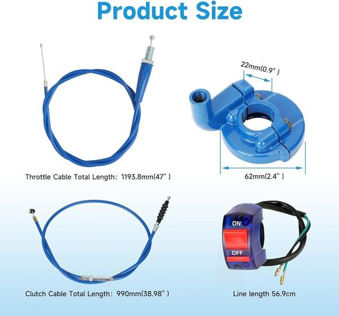 Folding Clutch Brake Lever Cable and 7/8" Throttle Handle Grips Kit Compatible with 110cc 125cc Pit Dirt Bike SSR Apollo RFZ DBX18 Taotao DB17 TTR Coolster M-125 Xmotos Motorcycle Parts Red in Kuwait