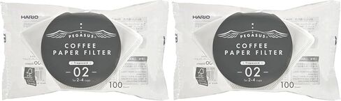Hario Pegasus Flat Bottom Filters, Size 02, White, 100ct in Saudi Arabia