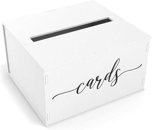 Wooden Wedding Card Box with Slot & Lid | Decorations for Reception for Wedding Gifts & Money | Baby & Bridal Shower, Graduation - Standard Size in Kuwait