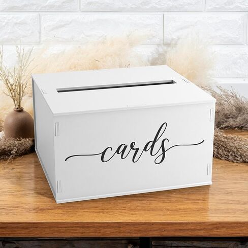 Wooden Wedding Card Box with Slot & Lid | Decorations for Reception for Wedding Gifts & Money | Baby & Bridal Shower, Graduation - Standard Size in Kuwait