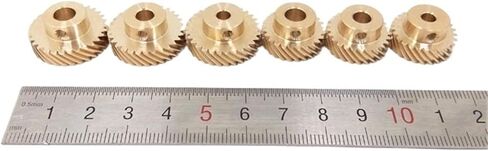 2pcs 0.5 Module Spiral Gear 45 Degree Left Handed Helical Gear 90 Degree Staggered 0.5M Brass Helical Pinion Spiral Mechanical(30T 6MM BORE) in Kuwait