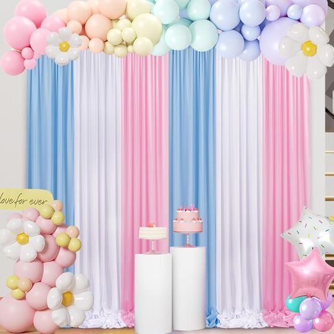 Unicorn Backdrop Curtain 15ftx10ft - Pastel Wrinkle Free Satin Drapes | Pastel Satin Drapes Birthday Decor Wedding Display Party Event Wrinkle Free 6 Pcs 2.5x10ft in Saudi Arabia