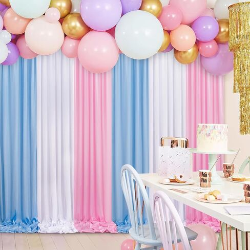 Unicorn Backdrop Curtain 15ftx10ft - Pastel Wrinkle Free Satin Drapes | Pastel Satin Drapes Birthday Decor Wedding Display Party Event Wrinkle Free 6 Pcs 2.5x10ft in Saudi Arabia