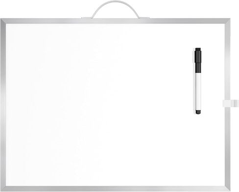 MaxGear Dry Erase Board for Wall, 16"x12" Hanging Whiteboard, Double Sided Small White Board with Handle, Silver Aluminum Alloy Frame Vertical Whiteboard for Students - Planning, Drawing, Memo in Kuwait