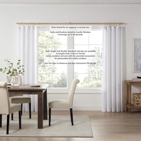 Cambria® Designer Series - Premium 3.5 foot Custom Double Curtain Rod - 1-1/8 inch Large Diameter - Non-Adjustable for a Seamless Look - Premium Designer Brackets and End Caps - Brushed Gold Finish in Kuwait