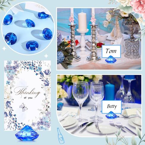 Boao 24 Pack Diamond Place Card Holders Acrylic Table Number Holder Card Stands Crystal Diamond Party Decorations Favor for Weddings Home Table(Clear) in Saudi Arabia
