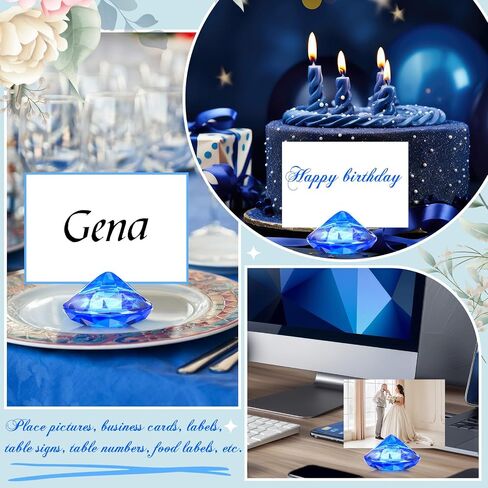 Boao 24 Pack Diamond Place Card Holders Acrylic Table Number Holder Card Stands Crystal Diamond Party Decorations Favor for Weddings Home Table(Clear) in Saudi Arabia