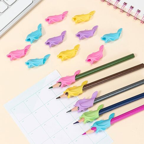 10pcs السيليكون متعدد الألوان قبضة القلم الرصاص ， قبضة قلم رصاص للأطفال خط اليد والبالغين - يجب أن يكون الفصل الدراسي في التعليم الخاص ， لوازم التدريس ， أداة تصحيح الكتابة اليدوية ， كتابة تصحيح الموقف in Kuwait